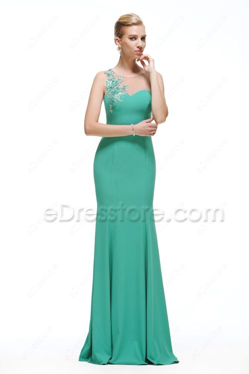 Green Mermaid Backless Prom Dress with sequins