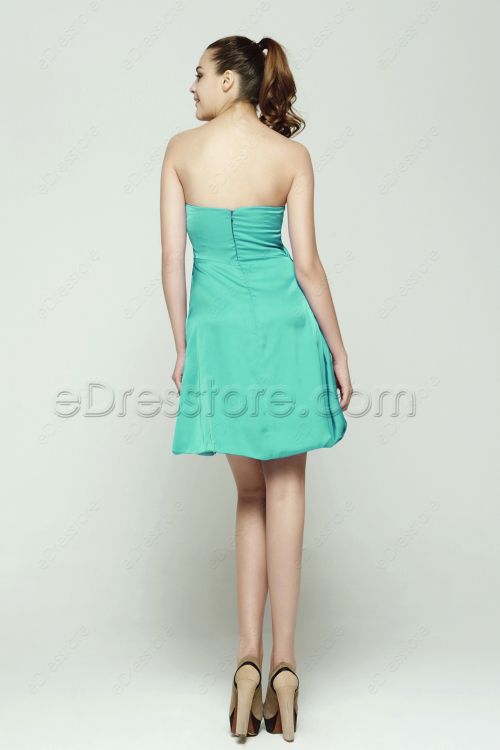 Mint Green Strapless Short Homecoming Dresses