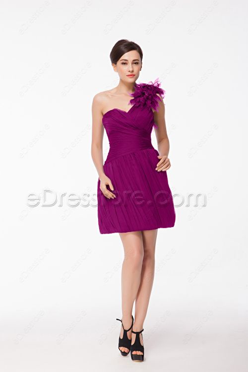 One Shoulder Chic Magenta Homecoming Dresses