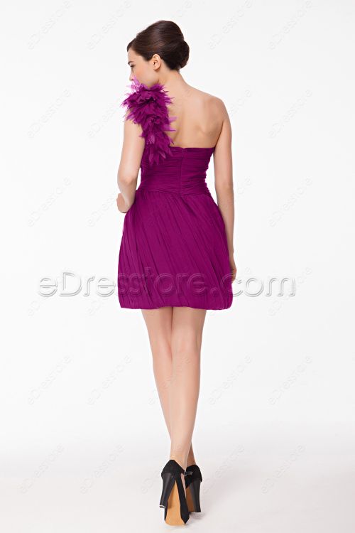 One Shoulder Chic Magenta Homecoming Dresses