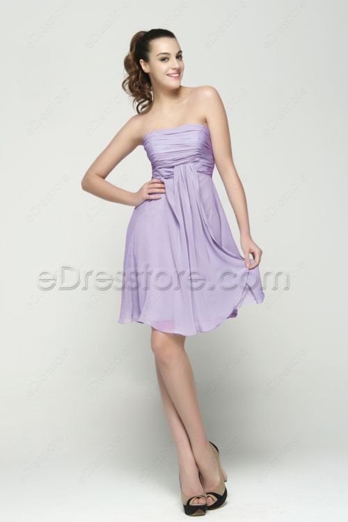 Strapless Lavender Homecoming Dresses