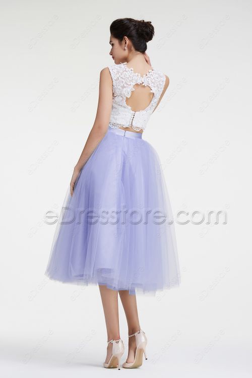 Lavender Two Piece Prom Dresses Ball Gown Homecoming Dresses