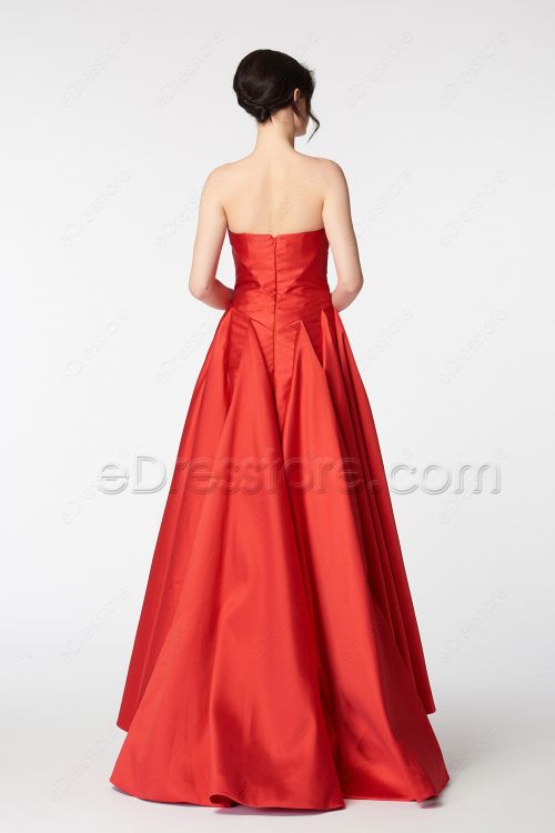 Red Ball Gown High Low Prom Dresses