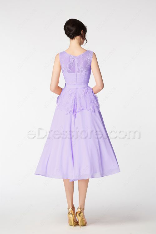 Lavender Cocktail Homecoming Dresses Tea Length