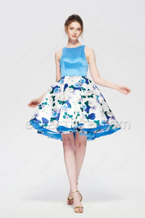 Floral Short Prom Dresses Cut Out Homecoming Dress