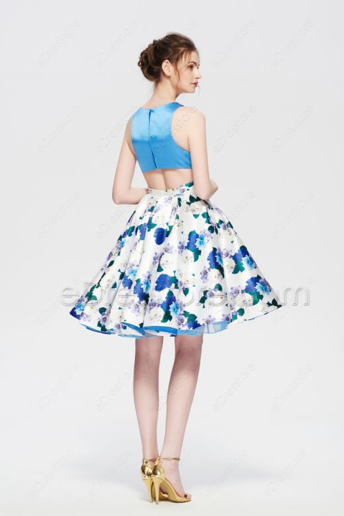 Floral Short Prom Dresses Cut Out Homecoming Dress