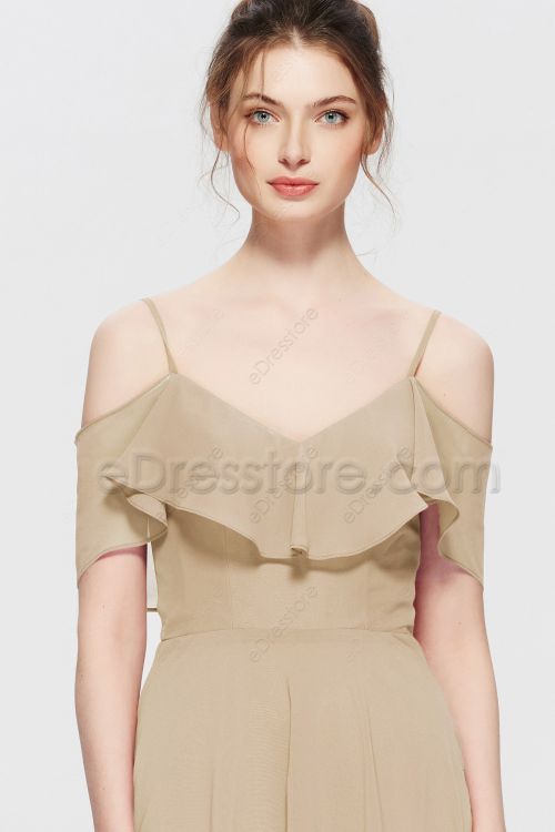 Cheap Beige Bridesmaid Dress with Multi Way Overlay