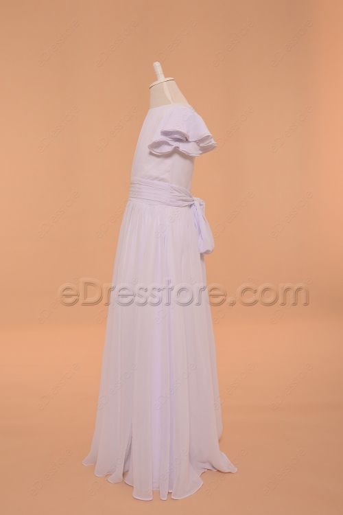 Modest Chiffon Holy Communion Dress Fllor Length Flower GIrl Dress with Sleeves