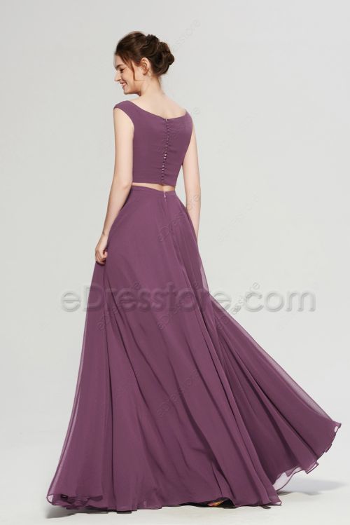 Cowl Neck Dark Mauve Bridesmaid Separates Dresses