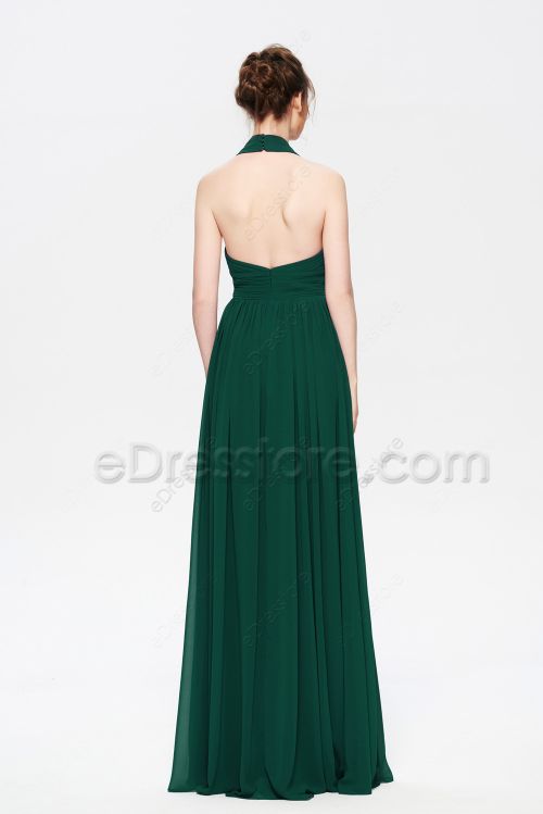 Dark Hunter Green Bridesmaid Dresses Halter