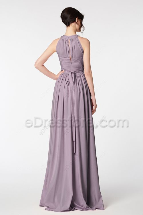 Halter Dusty Lavender Bridesmaid Dresses Long