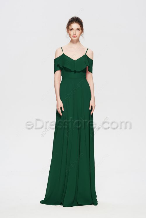 Hunter Green Chiffon Bridesmaid Dresses Spaghetti Straps