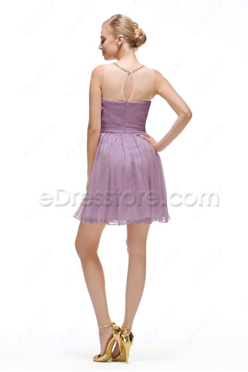 Dusty Lavender Short Bridesmaid Dresses