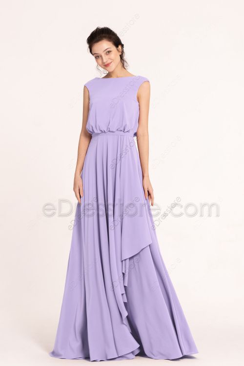 Lavender Modest Prom Dresses Boho Style