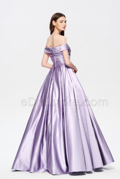 Lilac Vintage Off the Shoulder Homecoming Dresses with Side Pockets