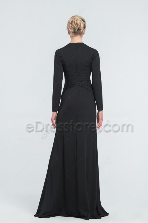 Modest Black Bridesmaid Dresses with Long Sleeves