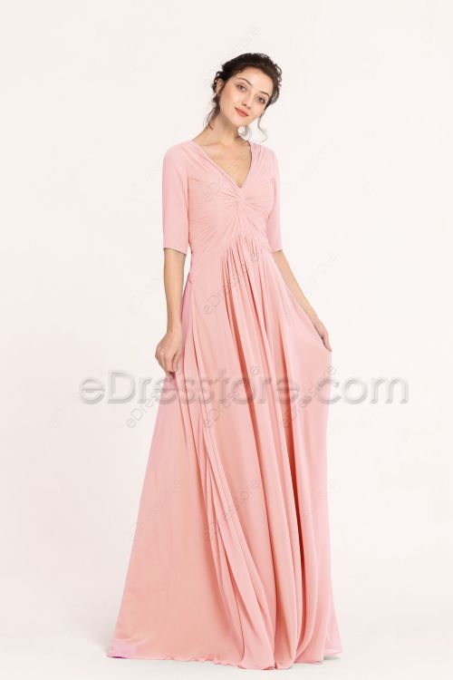 Modest Blush Pink Maternity Bridesmaid Dresses