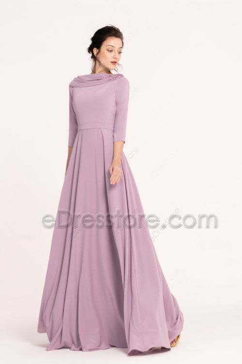 Wisteria Modest Bridesmaid Dresses 3/4 Sleeves