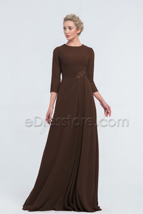 Modest Espresso Bridesmaid Dresses