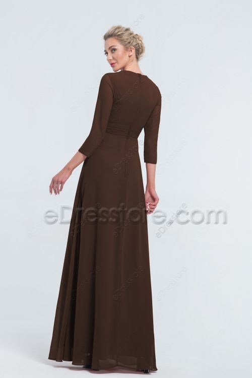 Modest Espresso Bridesmaid Dresses