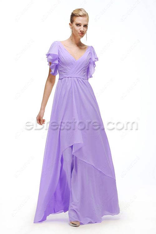 Lavender Plus Size Formal Dresses with Sleeves