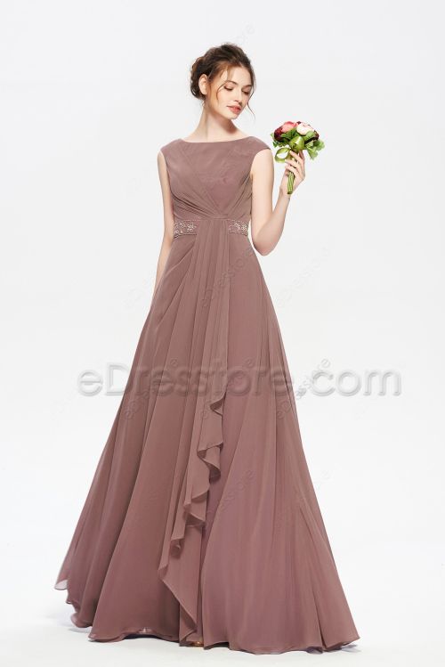 Modest LDS Cinnamon Rose Bridesmaid Dresses