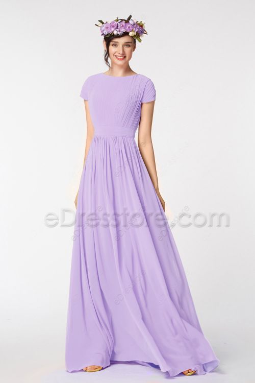 Modest LDS Lilac Bridesmaid Dresses
