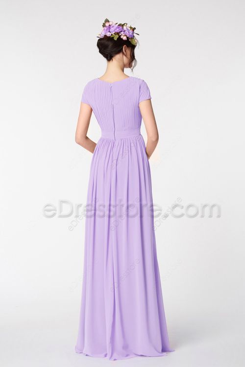 Modest LDS Lilac Bridesmaid Dresses