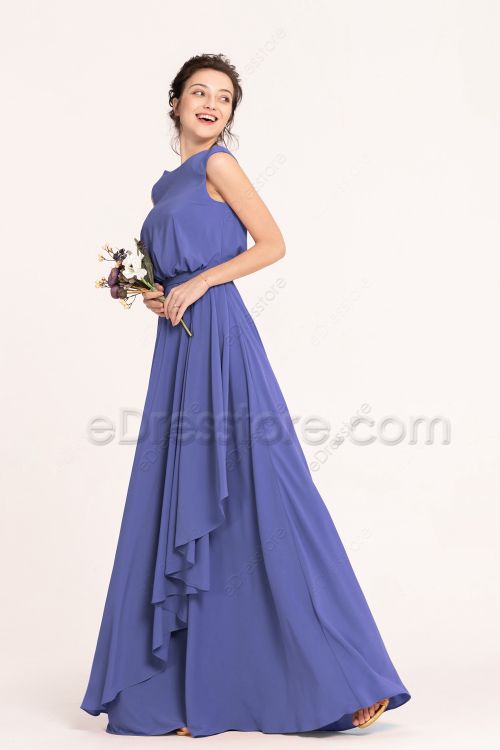 Modest LDS Vari Peri Color Bridesmaid Dresses Cap Sleeves