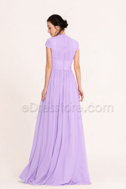 Modest Lilac Bridesmaid Dresses Long
