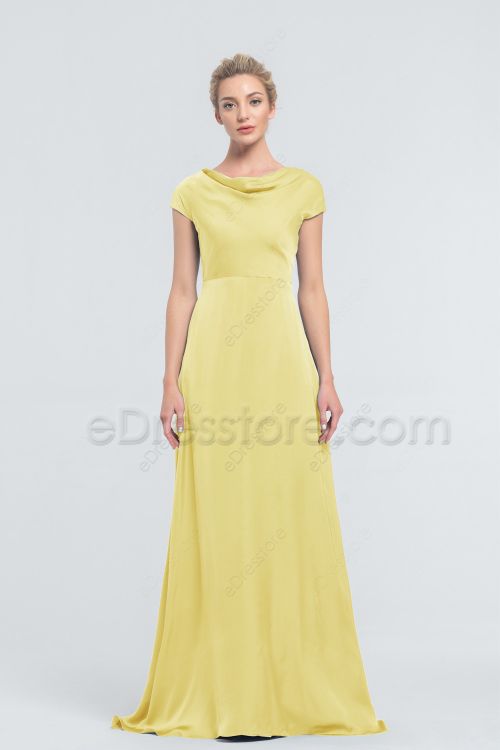 Modest Minimalist Butter Yellow Bridesmaid Dresses with Pockets