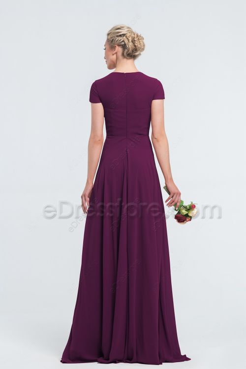 Modest Plum Bridesmaid Dresses