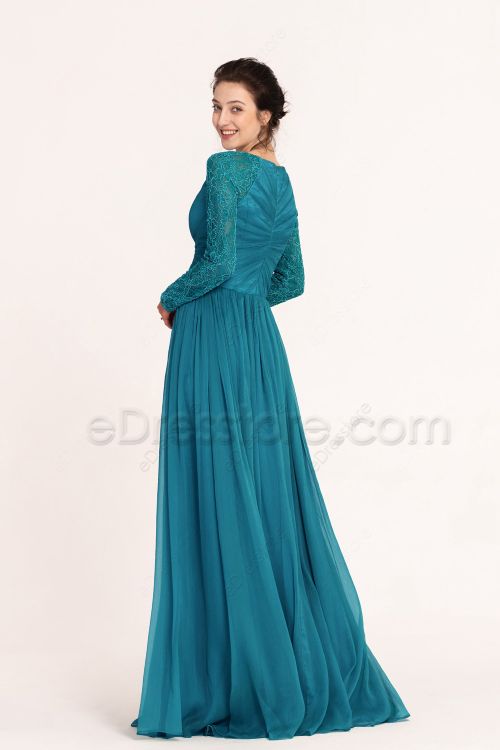 Modest Turquoise Maternity Bridesmaid Dresses Long Sleeves