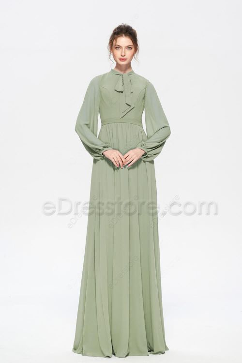 Mormon Modest Bridesmaid Dresses Sage Green