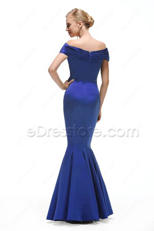 Mermaid Off the Shoulder Royal Blue Prom Dresses