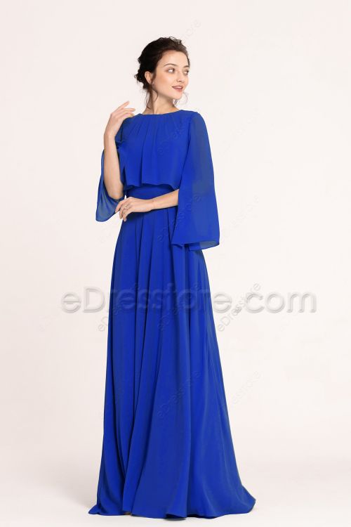 Plus Size Royal Blue Bridesmaid Dresses with Sleeves
