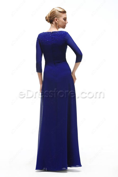 Modest Royal Blue Bridesmaid Dress with Sleeves