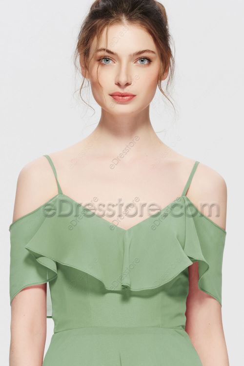 Sage Green Bridesmaid Dresses with Drape