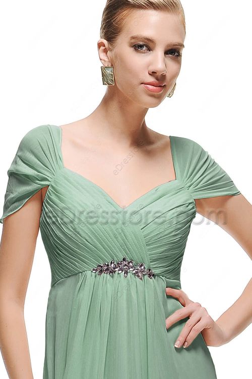 Sage Green Maternity Bridesmaid Dresses with Crystal