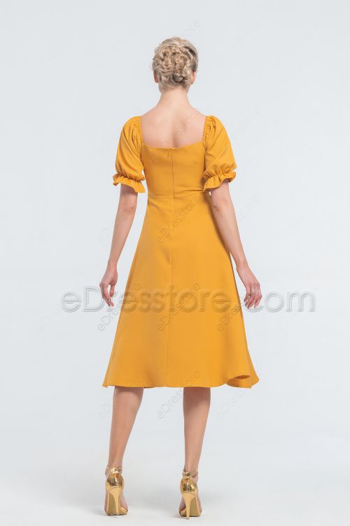 Vintage Marigold Yellow Midi Bridesmaid Dresses Your Bridesmaids Can Wear Again