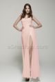 Light Pink Long Bridesmaid Dresses with Slit