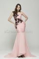 Mermaid Pink Maid of Honor Dresses with Black Lace