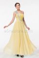 Soft Yellow One Shoulder Crystals Formal Dresses