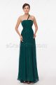 One Shoulder Trumpet Hunter Green Prom Dresses with Train