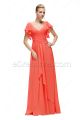 Coral Modest Bridesmaid Dresses with Sleeves Plus Size