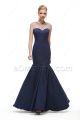 Crystals Modest Mermaid Navy Blue Prom Dresses long