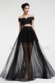 Black Lace Beaded Two Piece Prom Dresses Long