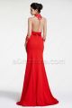 Red Mermaid Backless Prom Dresses with Buttons