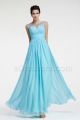 Light Blue Crystal Prom Dresses Long with Cap Sleeves