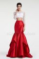 Red White Mermaid Two Piece Prom Dress Long Sleeves